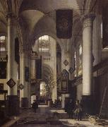 Interior of a Protestant  Gothic Church with Architectural Elements of the Oude Kerk and Nieuwe Kerk in Amsterdam REMBRANDT Harmenszoon van Rijn